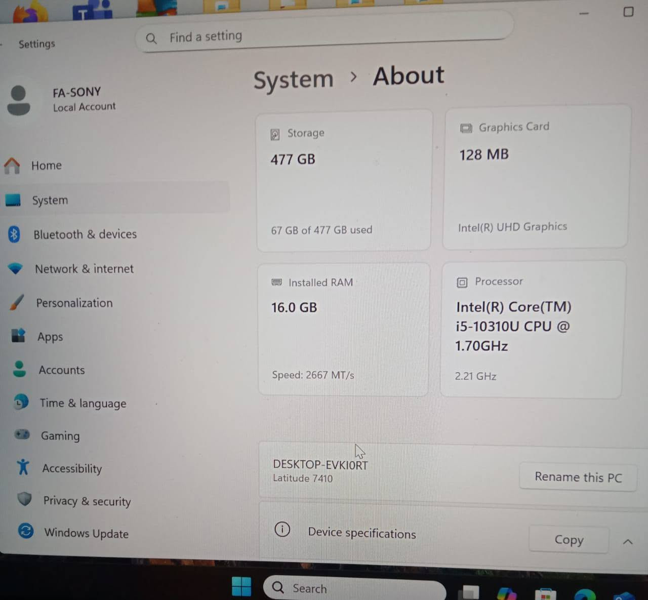 لابتوب DELL7410
المواصفات بالصور
كور اي 5 جيل العاشر 
كارت شاشة متصل
رام 16GB ، هارد SSD  512GB
حجم الشاشة 14.1 
بطارية ساعة تشغيل

السعر 325 الف وبيه مجال
مكاني مركز الناصرية 
التواصل خاص وبالخدمة


**إذا كنت صاحب هذا الإعلان وتريد حذفه لأي سبب، رجاءا أرسل رسالة إلى الدعم الفني**
