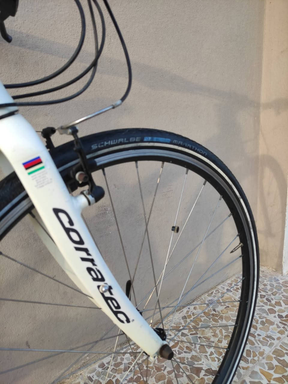 السلام عليكم
دراجة ماركة كوراتيك #corratec صنع ألماني اصلي جيرماني🇩🇪

حجم 28 (C700) .فوول المنيوم خفيف جدا...لشة مضلع حديث

لون ابيض اوف وايت مع تطخيمات اسود وسلڤر وختم جيرماني

سستم شيمانو كامل سيت سورا #SHIMANO_SORA سلس جدا

بدالات السرعة 8X3 سحب دفع #شاشة حديث سرعه وسلاسه 

بريكات سستم #PROMAX بروماكس مع فحمات اصلية شركة 

وياله اصلي زوم طبقتين مصممه لتحمل الاوزان الثقيلة والطسات  

تايرات كتان اصلية ماركة  شوالبي ماراثون #SHWALBE_MARATHON مع خط فسفوري ليلي مضيئ

سرج طبي اصلي مختوم ختم الشركة المصنعة #corratec

مع دبل هوائي بلسرج لامتصاص الصدمات والطسات 

ستيرن رياضي نفخ اصلي...كمبليونات ويالة ..سرج آلنكي قفل 

🔴الدراجه قطعه مال حاويه غير مستخدمه داخل العراق 
     الدراجه وضع شركه ما مبدل بيها برغي ليبل واحد ختم
     واحد ما بيها اي نقص كامله وجاهزة ع الاخير 

المكان موصل الجانب الايسر ..السعر 170(ثابت_قفل)

يوجد توصيل بغداد وجميع المحافضات العراقيه

رقمي للتواصل ***********
