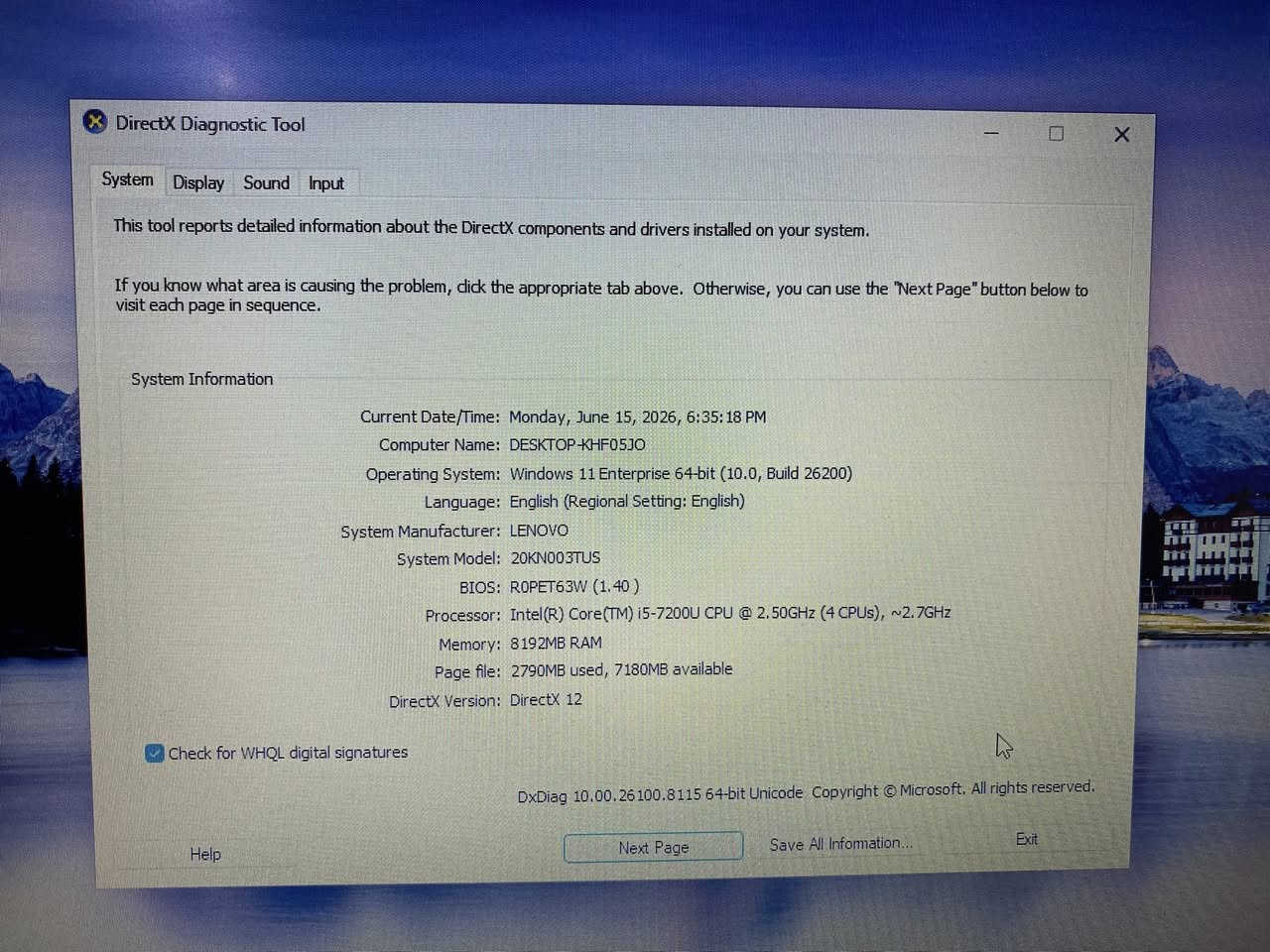 السلام عليكم 
لابتوب للبيع نوع لينوفو core i5 Thinkpad الجيل السابع 
هارد ssd 256
رام 8g
شاحنه اصلية 
اللابتوب نظيفة جدا استخدام شخصي 
السعر ٢٢٥ الف 
*********** واتس اب
