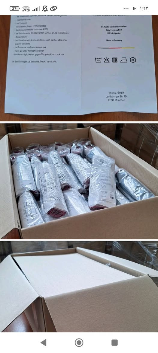 🌙🌙🌙#عروض_رمضان_الخير_بلشت🌙🌙
#فقط_بسعر_1.5 دولار #للقطعة_شامل_الشحن_لاي_ميناء
مباشرة من المانيا. 🇩🇪 
 
حزام شد الجسم المطاطي المميز لحرق الدهون.  

صناعة ألمانية.
من دكتور فوكس. 

بوليستر 100٪.

العدد 19000 قطعة.

الاستعمالات:

_طبية: بعد العمليات  /ولادة. عمليات جراحية. والدوالي وتوسع الأوعية. لمن يعانون من الامراض الجلدية وأثناء الحمل والرضاعة. مناسب لمرضى السكري. لدعم الظهر لمن يعانون من آلام الظهر/. 

_تجميلية: بعد العمليات التجميلية لنحت الخصر لظهور أكثر رشاقة . 

_رياضية: أثناء ممارسة التمارين الرياضية في أي وقت و أي مكان حتى أثناء النوم.
 كما أنه ممتاز لدعم الخصر والمعدة والبطن.
إضافة رائعة لتعزيز نتائج التمرين.
 
#ألسعر_.1.5دولار شامل قيمة الشحن.

نوفر خدمة الشحن.


**إذا كنت صاحب هذا الإعلان وتريد حذفه لأي سبب، رجاءا أرسل رسالة إلى الدعم الفني**