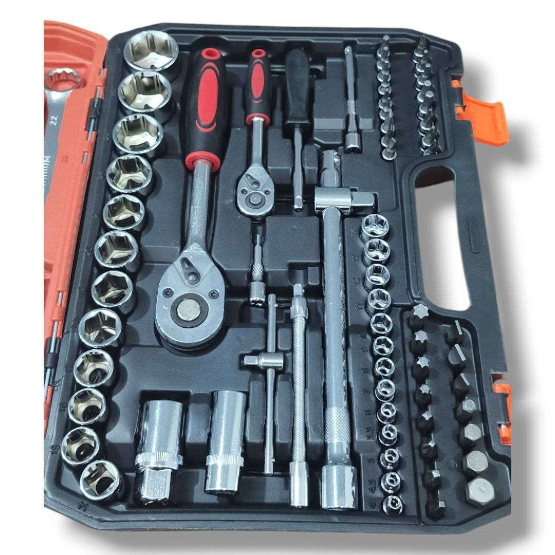 السلام عليكم ورحمة الله وبركاته
يتوفر عدة 82 قطعه
السعر 30 الف و التوصيل 5 الاف
للطلب تواصل خاص

معلومات عن المنتج 👇

مميزات ومحتويات الطقم
المادة المصنعة: الأدوات مصنوعة من فولاذ الكروم فاناديوم (Chrome Vanadium)، وهو معدن عالي الجودة ومقاوم للتآكل.
المكونات الرئيسية: تشتمل المجموعة على تشكيلة واسعة من الأدوات الأساسية، مثل:
لقم (Sockets): بمقاسات مختلفة (مثل 1/2 بوصة و 1/4 بوصة) لتناسب مختلف البراغي والصواميل.
مفاتيح ربط بسقاطة (Ratchet Wrenches): تتيح فك وربط البراغي بسرعة وسهولة.
مفاتيح ربط مركبة (Combination Spanners).
قضبان تمديد ومفاصل عامة: للوصول إلى الأماكن الضيقة والبعيدة.
لقم مفكات: بمقاسات وأشكال متنوعة (مثل T, H, PH, PZ).
حقيبة التخزين: تأتي المجموعة في حقيبة صلبة منظمة ومحمولة، مما يسهل حملها وتخزين الأدوات بشكل مرتب.


**إذا كنت صاحب هذا الإعلان وتريد حذفه لأي سبب، رجاءا أرسل رسالة إلى الدعم الفني**