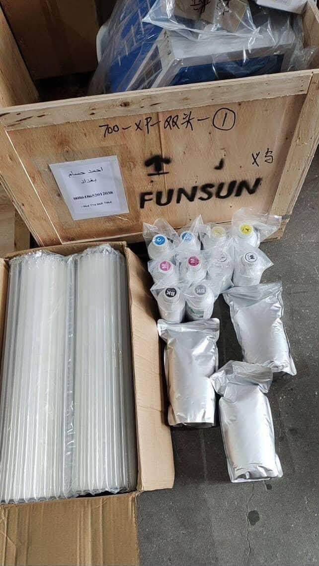 طابعة dtf جديدة غير مستخدمة للبيع عرض 60cm وطول مفتوح كاملة مع جميع الملحقات مكبس حراري واحبار وباودر ورول ضمان سنة كاملة هيدات عدد ٢  xp600 السعر 60 ورقة وقابل للتفاوض للاستفسار الاتصال ***********
