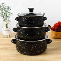 اواني طهي • اسود مطلي بالمينا • ٢٠سم/١٨سم/١٦سم