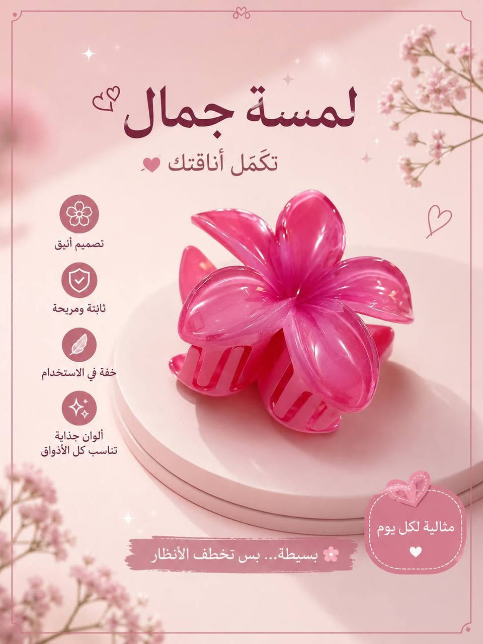 تشكيلة مميزة من أكسسورات الشعر للبنات والنساء: 🌸 مشابك شعر 🎀 ربطات وشرايط ✨ أطواق وإكسسوارات أنيقة 💎 موديلات عصرية تناسب جميع الأذواق
ألوان جميلة وخامات مريحة تضيف لمسة ناعمة لإطلالتك اليومية 🌷
https://www.instagram.com/boutique_hiba96?igsh=ZXozOHF6dDE4MmFs


**إذا كنت صاحب هذا الإعلان وتريد حذفه لأي سبب، رجاءا أرسل رسالة إلى الدعم الفني**