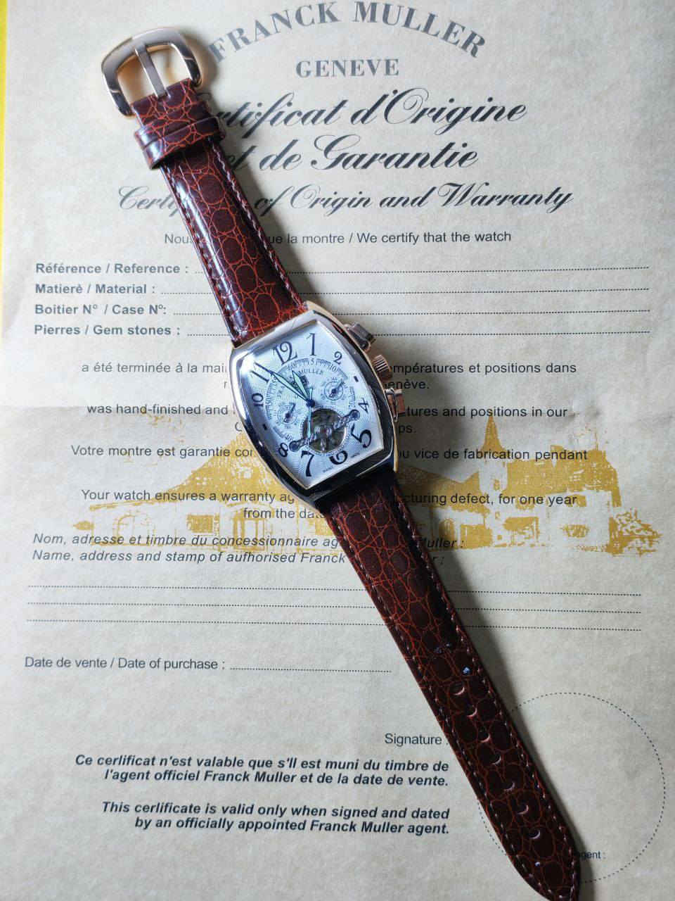 السلام عليكم 
قطعه واحده فقط
فرانك ملر اوتوماتيك وتكويك 
السعر 135 الف مع العلبه الاصليه وشهاده الضمان والتوصيل مجاني 
مختم بالسير وبالظهر وبالقفل  تختيم 
طلاء ثابت 
سناتر شغاله جميعها 
ضمان سنه على المكينه والطلاء 
ظهر براغي مختم 
مينا قلب مفتوح 
للحجز خاص او واتساب ***********
