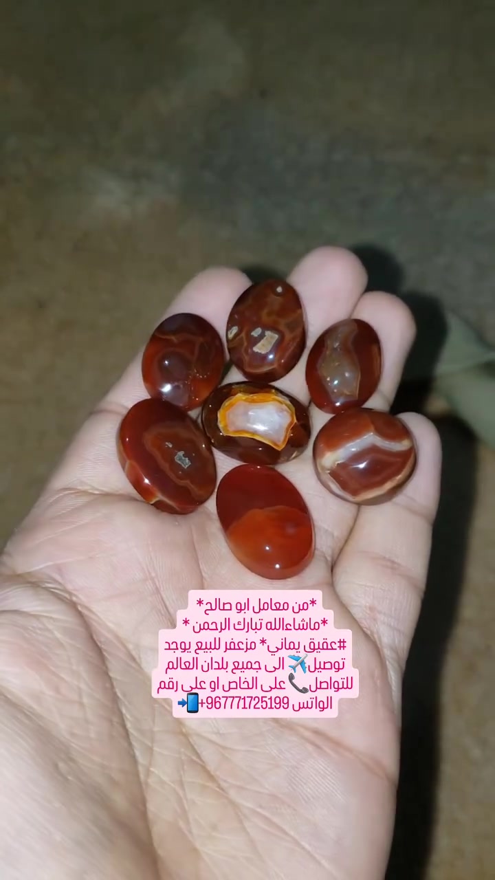*من معامل ابو صالح* 
*ماشاءالله تبارك الرحمن *
عقيق يماني* مزعفر للبيع يوجد توصيل✈ الى جميع بلدان العالم للتواصل📞 على الخاص او على رقم الواتس +967771725199


**إذا كنت صاحب هذا الإعلان وتريد حذفه لأي سبب، رجاءا أرسل رسالة إلى الدعم الفني**