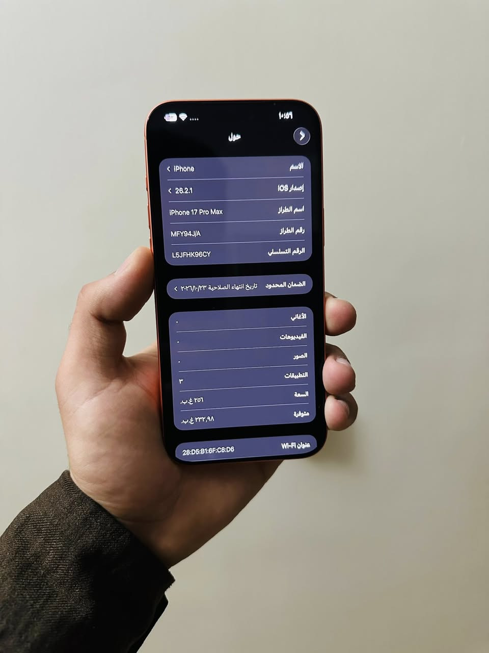 ايفون 17 برو ماكس
البطارية 100 مشحون 83 مره
نظافه 100‎%‎

جهاز ماراضي يسجل خروج من حساب الايكلود غير نشط
تكدر تستخدمه طبيعي 100‎%‎ 

للبيع او مراوس ب 16 برو ماكس بطاريه 100 

السعر مليون و ٤٥٠ الف
مكان زيونه
رقمي ***********
