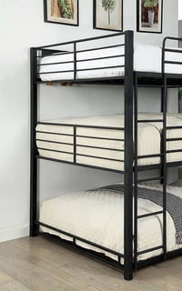 سرير حديد • ٣ طوابق • أسود أبيض