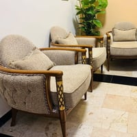طقم قنفات  مودرن دزاين تركي خشب زان  قنفتين ثلاثية واربعة كراسي المقاع...