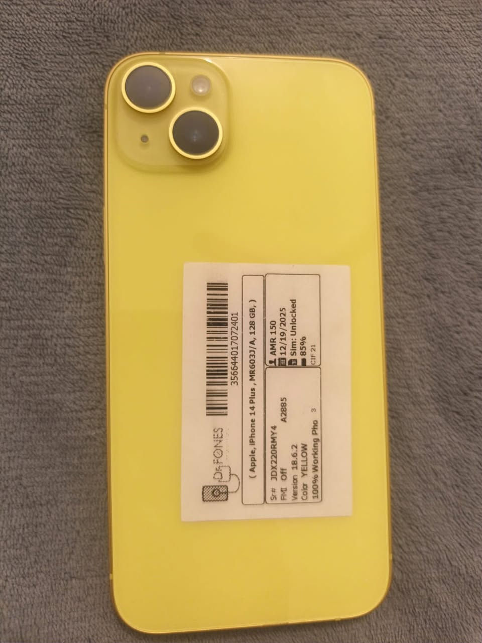 سلام عليكم آيفون 14بلاص لبيع سعر 650
مكفول كفاله عامه كلشي ما مبدل بي بطاريه 85 شراي يخابرني أو يرسني هذا رقمي ***********
