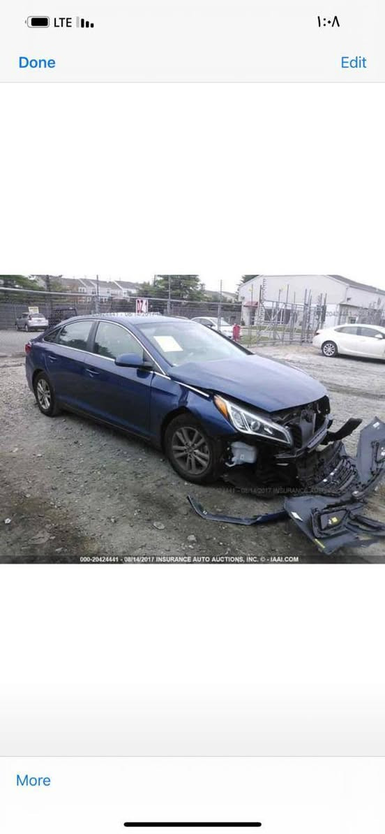 سلام عليكم  سوناتا 17 أمريكي حادث بسيط كفالة من صبغ وتبديد بية باردات بسيطة حادثة م فرق بالصوره  شرط تحويل مباشر  $120  / ***********
