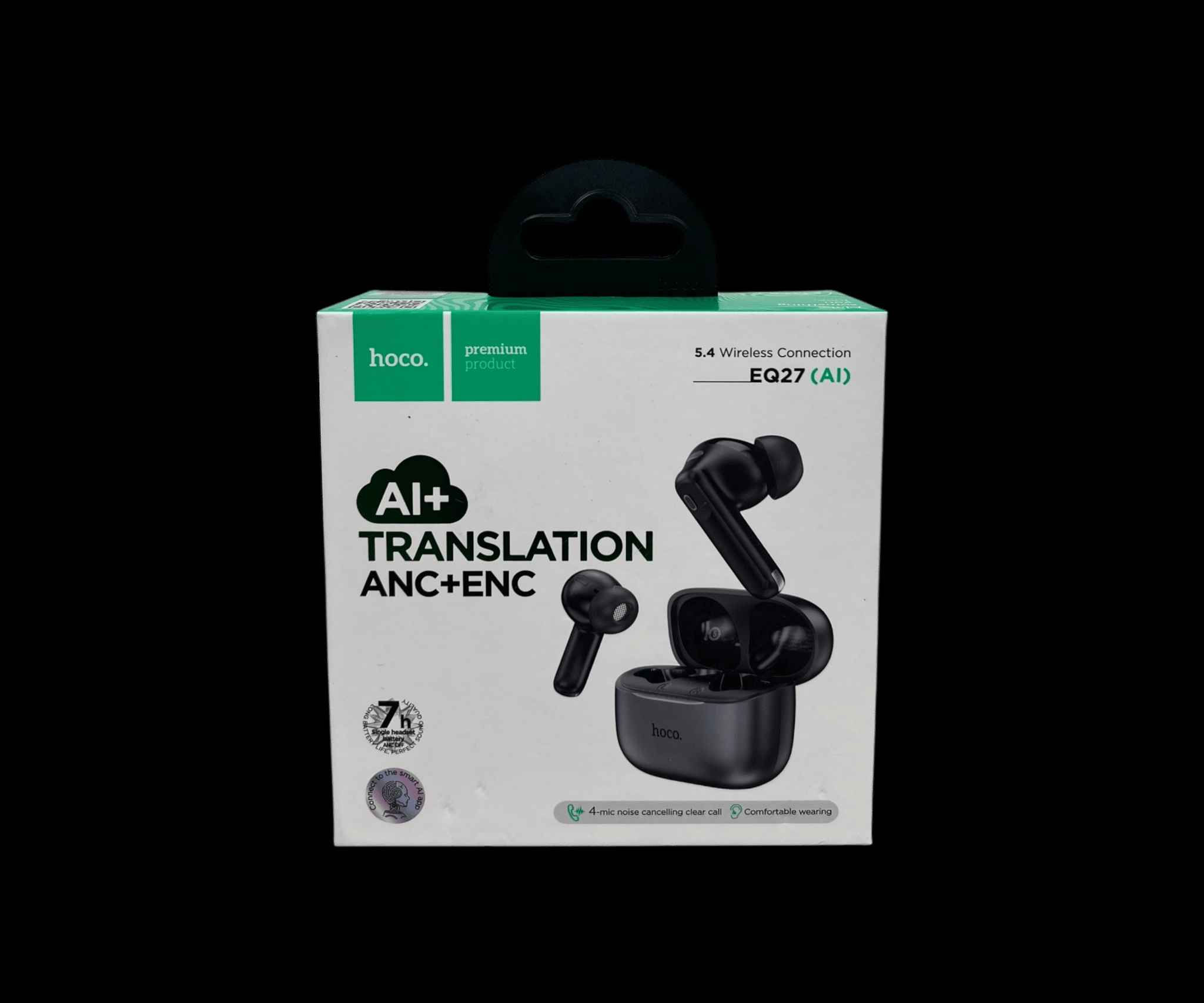 ايربود HOCO EQ27 AI للترجمة الفورية مع عزل ضوضاء

الاستخدامات

الترجمة الفورية أثناء المكالمات الهاتفية عند ربط السماعة بالتطبيق المخصص.

إجراء مكالمات واضحة حتى في الأماكن المزدحمة بفضل عزل الضوضاء.

الاستماع للموسيقى، الفيديوهات، والبودكاست بجودة صوت عالية.

مناسبة للسفر، العمل، الدراسة، والتواصل مع أشخاص بلغات مختلفة.

المميزات

ترجمة ذكية بالذكاء الاصطناعي (AI Translation) تدعم الترجمة عبر التطبيق لأكثر من 134 لغة.

تقنية عزل الضوضاء ANC + ENC لتحسين جودة المكالمات وتقليل الضجيج المحيط.

4 مايكروفونات لالتقاط صوت واضح أثناء المكالمات والترجمة.

إصدار بلوتوث 5.4 لاتصال أسرع وثابت مع استهلاك أقل للطاقة.

جودة صوت Hi-Fi مع دعم بروتوكولات الصوت: HSP  HFP  A2DP  AVRCP.

عمر بطارية السماعات حتى 7 ساعات استخدام متواصل.

علبة شحن توفر حتى 28 ساعة استخدام إجمالي (تشحن السماعات عدة مرات).

شحن عبر USB-C (DC 5V) سريع وسهل.

تصميم مريح مع سدادات سيليكون متعددة المقاسات لثبات أفضل داخل الأذن.

تحكم باللمس لتشغيل الموسيقى، المكالمات، والمساعد الصوتي.

محتويات الصندوق

سماعتي ايربود HOCO EQ27 AI

علبة شحن

كابل شحن USB-C

سدادات أذن سيليكون إضافية

دليل الاستخدام

الملاحظات

الترجمة تعمل عند ربط السماعة بتطبيق الهاتف (يتطلب إنترنت).

الترجمة مخصصة للمكالمات والمحادثات، وليست ترجمة مستقلة بدون هاتف.

يُنصح بشحن السماعة بالكامل قبل أول استخدام.   التواصل. 
***********. يوجد لدينا واتساب بغداد, العراق
