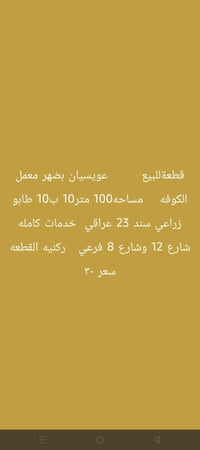 الكوفه • ١٠٠م • للبيع