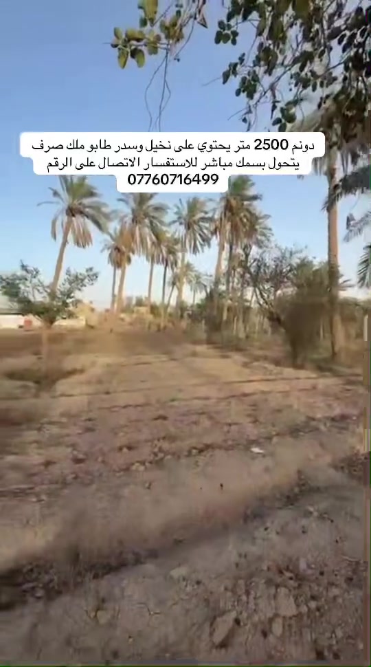 السلام عليكم متوفر دونم طابو ملك صرف زراعي تحويل يتحول بسمك مباشر موقعن الجزيرة الرابعه السعر 280 وقابل للتفاوض ***********واتساب
***********اتصال شريحه
