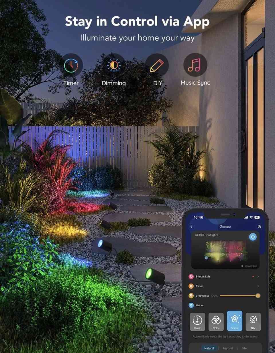 توفر من جديد  كمية جدا محدودة
حوّل حديقتك إلى لوحة فنية مع إضاءة Govee RGBIC Spotlights الذكية! ✨🏡
إذا كنت تبحث عن الفخامة والأداء القوي، طقم كشافات Govee RGBIC Spotlights هو الاختيار الأمثل لواجهة منزلك أو حديقتك.
لماذا تختار موديل H7065 بالذات؟ 🤔
✅ إضاءة خرافية: سطوع يصل إلى 500 لومن للكشاف الواحد، أقوى بمراحل من الإضاءات العادية.
✅ تقنية RGBIC: ميزة الألوان المتعددة في وقت واحد؛ يمكنك جعل كل كشاف بلون مختلف أو اختيار تأثيرات متحركة انسيابية.
✅ تصميم فخم ومتين: الهيكل مصنوع من الألمنيوم عالي الجودة (وليس البلاستيك)، مما يضمن عمرًا أطول ومظهرًا راقيًا.
✅ مقاوم للظروف القاسية: معيار IP65 لمقاومة الأمطار والغبار، وتتحمل درجات الحرارة العالية والبرودة الشديدة.
✅ تحكم ذكي كامل: ارفع يدك عن المفاتيح! تحكم بالألوان، السطوع، والمؤقت (Timer) عبر تطبيق Govee Home من موبايلك (Wi-Fi & Bluetooth).
✅ تفاعل مع الموسيقى: الكشافات تحتوي على حساس صوتي يجعل الإضاءة ترقص مع أنغام الموسيقى في جلساتك الخارجية.
✅ دعم الأوامر الصوتية: متوافق تماماً مع Alexa و Google Assistant


**إذا كنت صاحب هذا الإعلان وتريد حذفه لأي سبب، رجاءا أرسل رسالة إلى الدعم الفني**