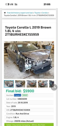 كورولا • ٢٠١٩ • بدون شاصي