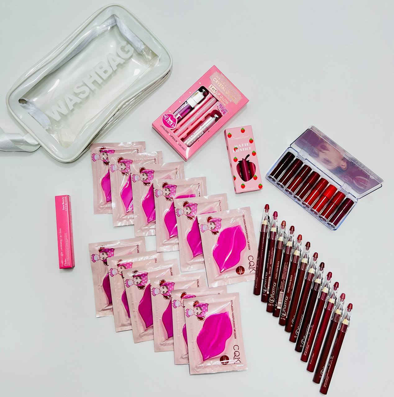 جنطـة ميك أب للشفة 👄🫶
● سيت حمر مات من كولدن روز العلبة 
تحتوي على ١٢ لون ثابتة وتموت ✨
● ١٢ قناع للشفايف يرطبها ويخلية وردية وصحية 💞
● كلوس رير بيوتي بلون وررردي 
● سيت ثلاثي يحتوي على لب لاينر و كلوس معطر شفة و حمرة ستك ترطب الشفايف 
● سيت حمر يحتوى على ٣ قطع مات والوانهم ترابية ولطيفة. 
● اقلام تحديد من فلورمار تجنن ١٢ لون
● جنطة تجيج مع الطلب تحفظ كل مكياجح وتاخذيها وياج وين مترحين


**إذا كنت صاحب هذا الإعلان وتريد حذفه لأي سبب، رجاءا أرسل رسالة إلى الدعم الفني**