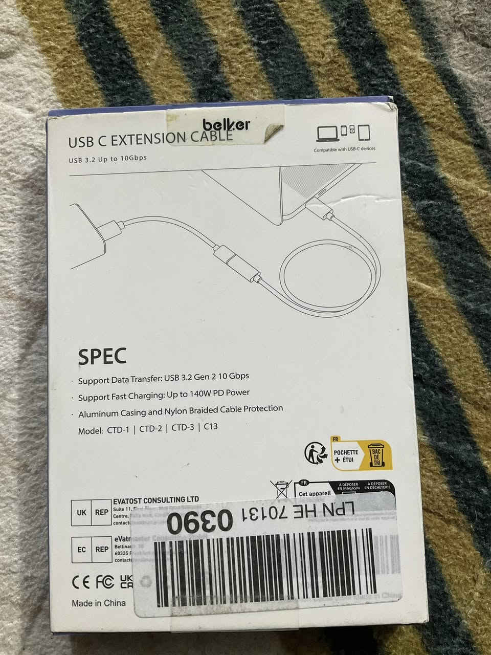 اﻟســــﻟاﻣ  عليَڪـﻣ
(10Ft) USB 3.2 Gen1 5Gbps  USB-C Type-C Extension Cable Fast Charging
السعر 10


**إذا كنت صاحب هذا الإعلان وتريد حذفه لأي سبب، رجاءا أرسل رسالة إلى الدعم الفني**