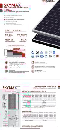 ألواح شمسية • بايفيشال • ٥٨٠ واط