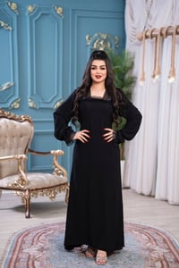 دشداشة نسائي • لينن • سواد فاحم