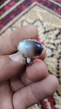 عقيق يماني • طبيعي • أبيض أسود رمادي