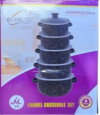 طقم جدورة مينا فاخر 5 قطع بغطاء زجاجي – تصميم مرقّط مقاوم للحرارة  الا...