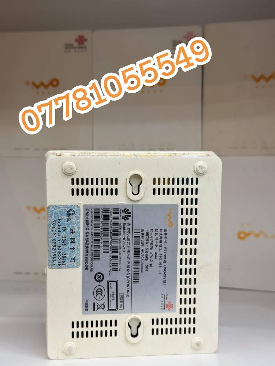 🔥🚀 وفــــرنالك الـ ONU الأقــــوى بالســوق 🚀🔥
💯 Huawei HG8321R – GPON 💯

🔹 نظافة 95‎%‎ – فحص وضمان جودة 🔹

شوف بعينك كمية النظافة وجودة الجهاز قبل تستلم 💪✨

⚡ المواصفات القوية:

✅ منفذ بسرعة 1000 Mbps (گيگا)

✅ منفذ بسرعة 100 Mbps

✅ مستخدم نظيف – فحص وضمان جودة
://

🔹 يتوفر كل ما يخص الأبراج 🔹

📞 للاستفسار أو الطلب***********

📦 توصيل لكل محافظات العراق
