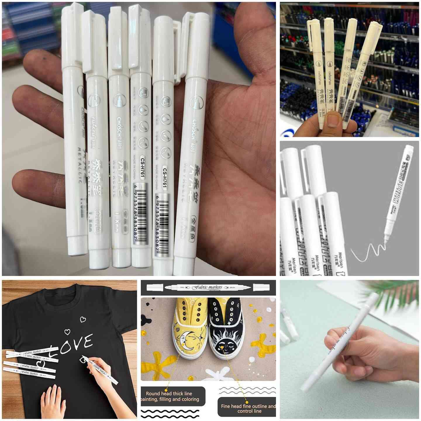 قلم ماركر أبيض معدني ،  من ماركة CHOSCHمما يسمح بخطوط دقيقة وعريضة.
تُستخدم هذه الأقلام بشكل شائع لإضافة لمسة لامعة ومعدنية إلى الأعمال الفنية والمشاريع الحرفية.
تُعد فعالة بشكل خاص على الأسطح الداكنة أو الملونة، مما يخلق تأثيرًا جريئًا وجذابًا.
يمكن استخدامها على أسطح مختلفة مثل الورق المقوى، والزجاج، والبلاستيك، والمعدن والحديد
سعر القطعة 1000 دينار 
🎁🎀السوق الذكي🎀🎁)
***********‬
(توصيل لجميع محافظات العراق)
للاستفسار ارسل رسالة للصفحة💌
#السوق_الذكي_smart_market  #هدايا #قرطاسية #مكتبة #العاب_أطفال #العاب_ذكاء #جورنال_أفكار #كتب
