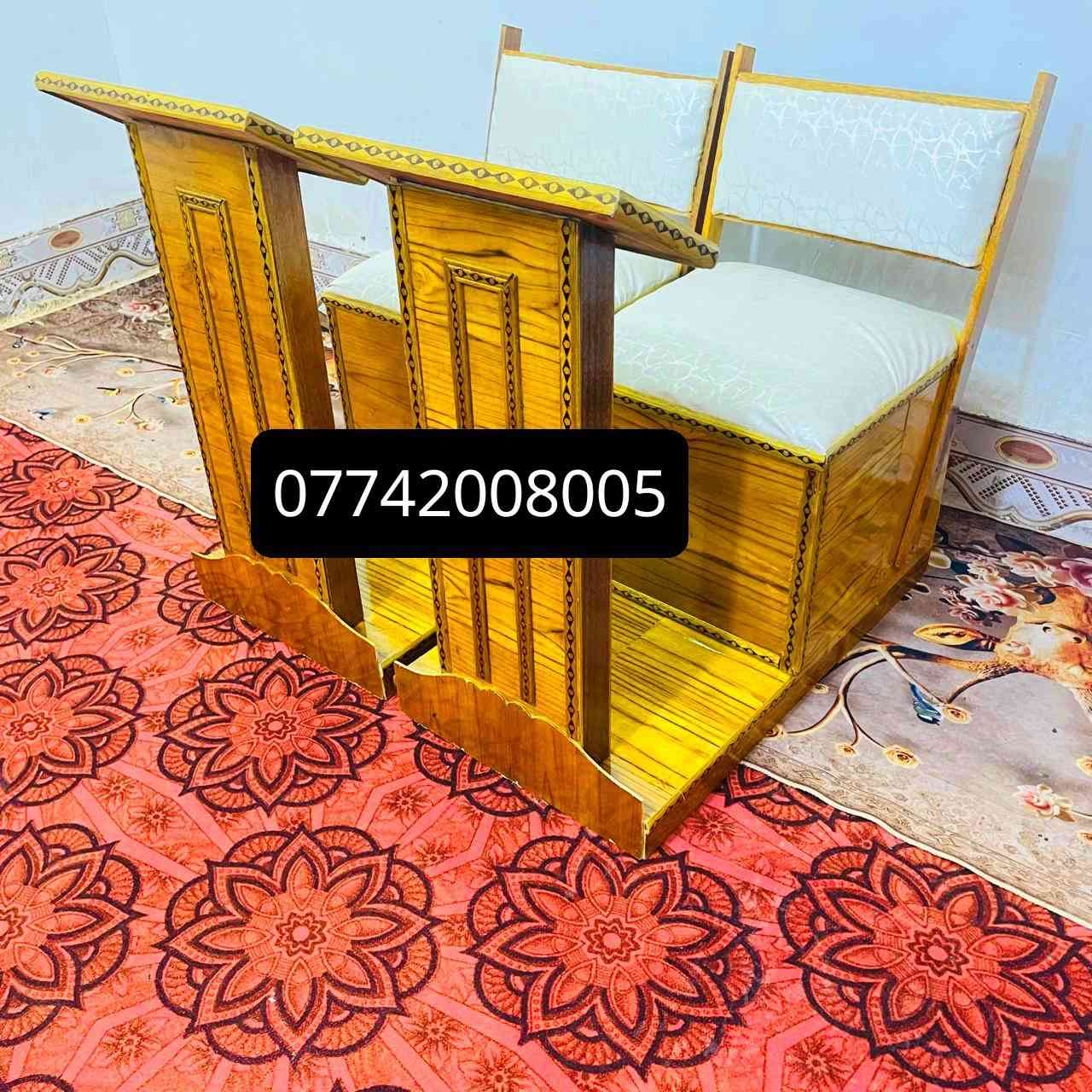 السلام عليكم توفر كرسي صلاه قياس كبير يتحمل اوزان عاليه قياس المقعد 50سم مربع مصبوغ حراري ومدشم جلد سعر القطعه 90الف توصيل لجميع المحافظات 
***********
