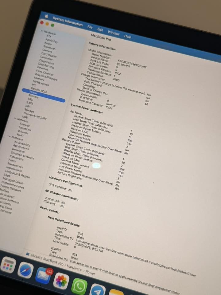 MacBook Pro m2 
موديل 2022  
باتري هيلك 100% مشحون 9 مرات فقط 
الجهاز جديد جديد جديد 
سعره 1200  
للتواصل ***********
