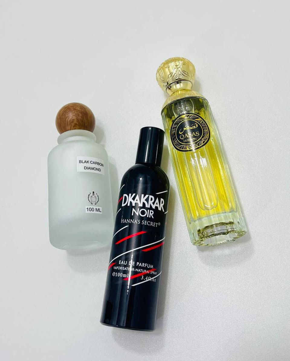عطور فخمة ✨ مناسبة للرجال ومحبي الروائح الجذابة والقوية، 
1️⃣ Dkakrar Noir – Hanna’s Secret سبلاش رجالي 
🔹 عطر رجالي بطابع غامض وجذاب
🔹 ثبات عالي وفوحان قوي
🔹 مناسب للسهرات والمناسبات الخاصة
🔹 ريحة دافئة تميل للخشبي والتوابل
✨ خيار مثالي للرجل الواثق من نفسه.
2️⃣ Blak Carbon Amond – 100ML
🔹 رائحة عصرية أنيقة
🔹 مزيج ناعم بين النوتات الحلوة والخشبية
🔹 مناسب للاستخدام اليومي والعمل
✨ عطر هادئ لكن حضوره واضح.
3️⃣ Qasas Hudson – مناسك
🔹 عطر شرقي فاخر
🔹 نفحات عود ولمسة فانيلا دافئة
🔹 ثبات ممتاز يدوم لساعات طويلة
🔹 مناسب للشتاء والمناسبات الرسمية
✨ عطر فخم يعكس الذوق الرفيع.
@إشارة #توصيل


**إذا كنت صاحب هذا الإعلان وتريد حذفه لأي سبب، رجاءا أرسل رسالة إلى الدعم الفني**
