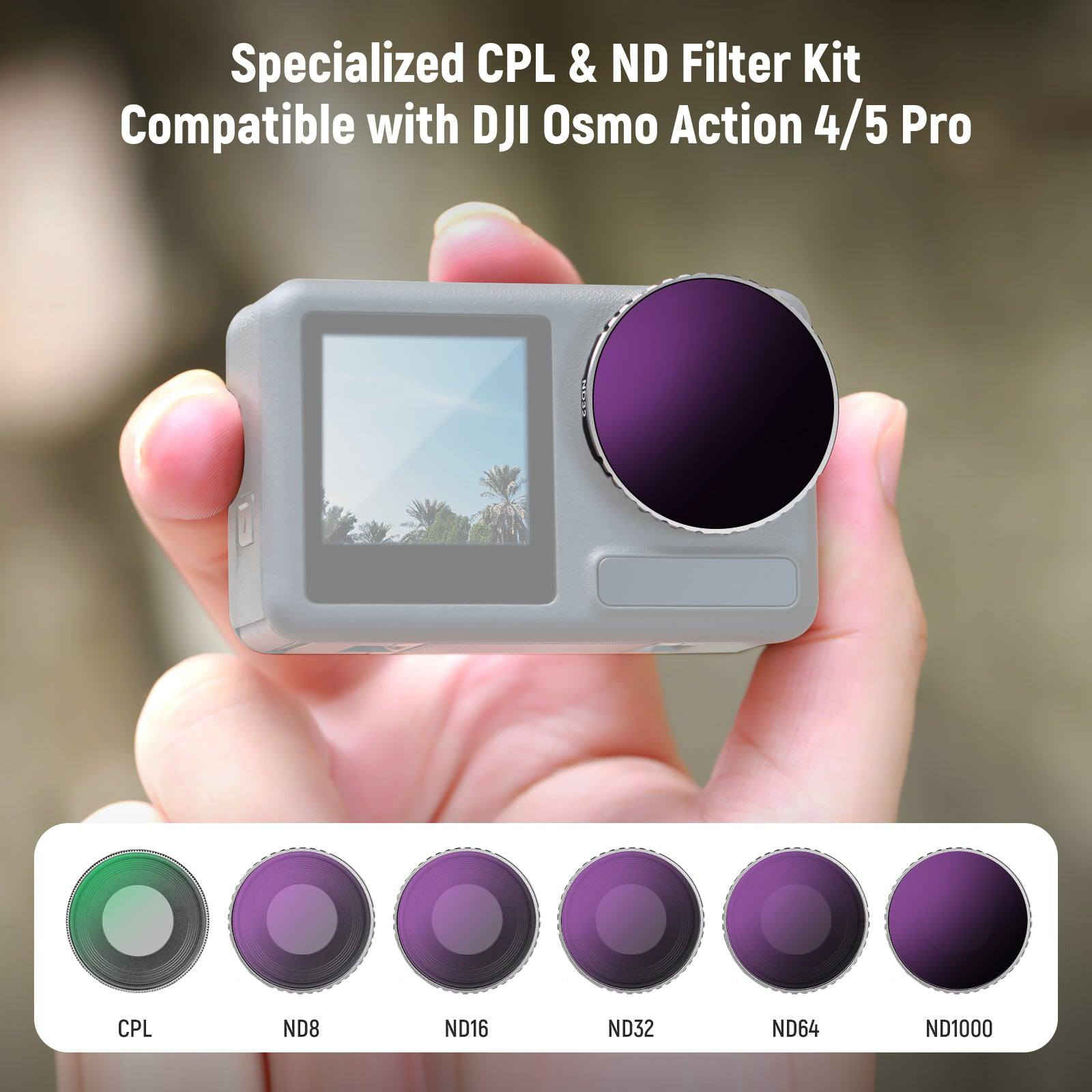 فلاتر كامرة اكشن 4 و 5 فقط dji action 4 5 pro filter
بكج متكون من 6 قطع 
cpl + nd8 + nd16 + nd32 + nd64 + nd 1000
جديد غير مستخدم
متوفر توصيل لجميع المحافظات ***********
