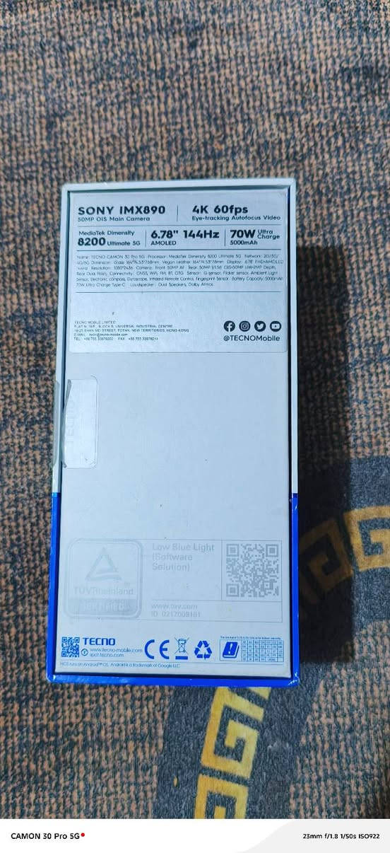 تكنو كامون 30 برو فايف جي كامل ملحقات نظافة 95
شاشة امولد حجم 6/78 بتردد 144 هيرتز 
معالج دايمن ستي 8200 يشغل ببجي 90 فريم براحه 
البطارية 5000 ملي امبير مع شاحن 70 واط 
الذاكرة 256 والعشوائة 12+12 يعني 24 
الكامرة من نوع سوني 60 اطار عل 4K ومثبت بصري 
يدعم NFC + مقاموة ماء وغبار 
للبيع او مراوس السعر ٢٥٠ الف *********** اتصال او واتساب وشكراا
