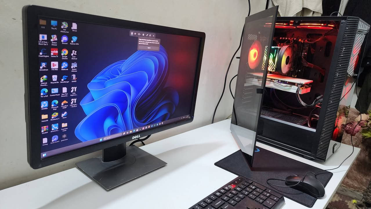 سلام عليكم ، pc ، تجميعة مع شاشه مع UBS للبيع
الموصفات :

المعالج (CPU): Intel Xeon E5-2650 v4
12 نواة / 24 خيط – تردد 2.20GHz

كرت الشاشة (GPU): AMD Radeon RX 580 – 8GB

الرام (RAM): 32GB DDR4

التخزين: SSD سعة 1TB

اللوحة الأم: X99 PR9

الباور سبلاي : 550W

التبريد: مروحة RGB للمعالج + مراوح كيس RGB

الكيس: Gaming Case زجاج جانبي

النظام: Windows 11 Pro 64-bit

 DirectX: 12

مع شاشه DELL حجم 24 ضد التوهج دقتها 1920 1080

مع UBS. قدرته 2000
Falcon UPS 2000VA

سعره 600 الف وبي مجال بسيط

مكاني نجف 

***********
