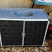 كاونتر المنيوم مستعمل للبيع السنك مرمر العرض 1.28 الارتفاع  100  العمق...