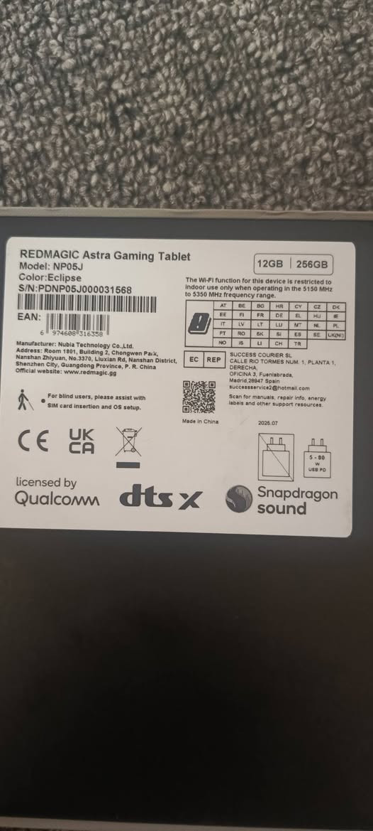 سلام عليكم ايباد ريد ماجكREDMAGIC ASTRA GAMING السعر 725 مكاني نجف  هاتف ***********
