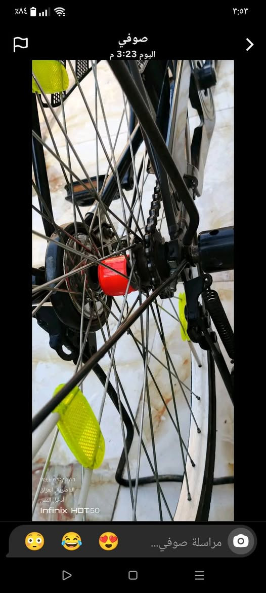 السلام عليكم بايسكل البيع موديل 2021ومبدل ويل الوره موديل2025بايسكل جاهز تأيرات جداد جاهز موجهز السعر 120وبيه مجال قليل الحك الجيه مكان ناصريه المركز السهرون الرقم*********** تواصل
