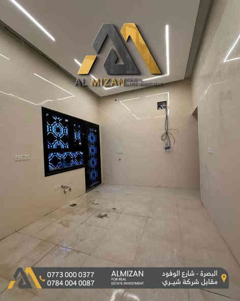 ⚖️ الـمـيـزان للاسـتثمـار والتطوير الـعقـاري ⚖️

منــزل  حديث للايجـــار

📌في البصرة - حي الرضا 

 المساحة : 250  متر  مكون من طابقين  

🔸التفاصيل : 
يحتوي على 5 غرف منام 
صالة 
استقبال
مطبخ (حار وبارد) مع مخزن
مجموعة صحيات
ديكورات حديثة وعصرية 
بناء حديث 2025

🔸يلائم الشركات والمكاتب وسكن الموظفين

الايجار  :  3 ملايين و250 الف دينار عراقي وقابل للتفاوض

نعمل لايجاد افضل العروض العقارية لكم

⚖️⚖️⚖️⚖️⚖️⚖️⚖️⚖️⚖️⚖️
🔹الفيس بوك 
‏(https://www.facebook.com/profile.php?id=61552046311066&mibextid=LQQJ4d)
🔹الانستكرام
https://www.instagram.com/almizan_iq?igsh=MWl5ZzVqZTBkYTJobQ==
🔹التليجرام
‏almezan_real
🔹التيك توك
https://www.tiktok.com/@almezan_real?_t=8hFjVbhQp2z&_r=1
السوق المفتوح 
( الميزان للاستثمار العقاري ) 
  🔶 أرقام المكتب
      🔹 *********** 
     🔹 *********** 
📌البصرة - شارع الوفود - مقابل معرض شيري للسيارات
