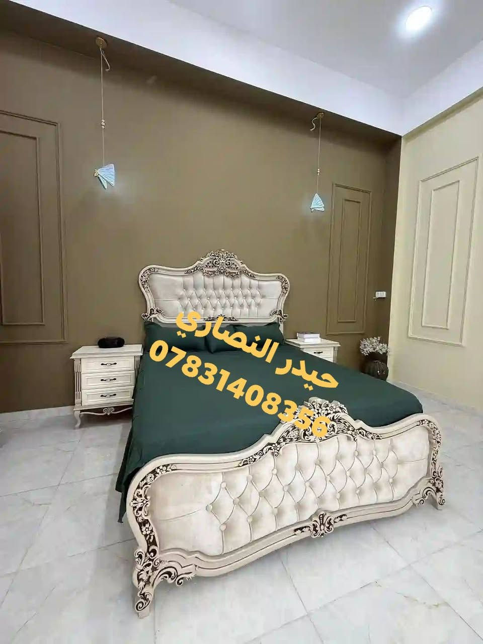 يتوفر غرف نوم نجاره عراقيه 100٪100درجه اوله وبنسب السعار نجارت حيدر النصاري الاتصال ***********
