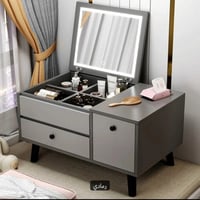 طاولة مكياج • مرآة قابلة للطي • إضاءة LED