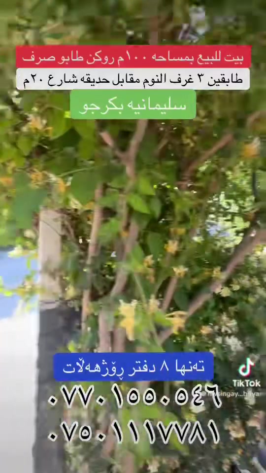 بیت بمساحە ١٠٠م روکن
مقابل حدیقە
شارع ٢٠م
طابقین کامل مواصفات
٣ غرف النوم
طابو صرف
سلیمانیە بکرجو
سعر ٨ شدات
عقارات بیریار
***********
***********
#fyb #fybシ #vi #سليمانيه_كردستان_العراق_هولير_كةركوک #fybシviral_video_tiktok
