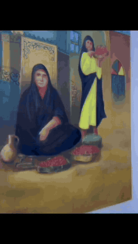 لوحة  رسم عمل عراقي فاقة الجمال 
 حنان جبار 2010  
الارتفاع متر العرض 80 سم 
مكاني بغداد ***********
