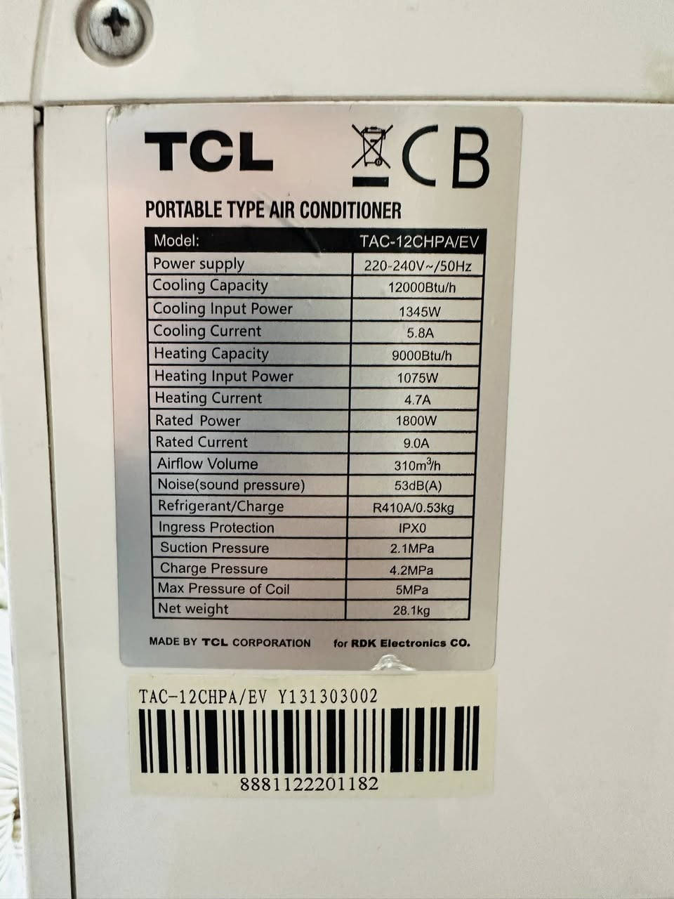 سبلت متنقل مكتبي تي سي ال واحد طن تدفئه تبريد انفيرتر يسحب 3امبير غاز 410 مكاني بغداد م الصدر السعر 150 ***********
