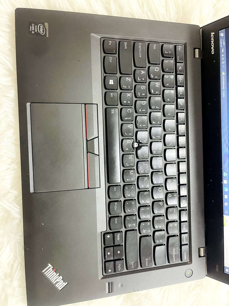 💻 لابتوب Lenovo ThinkPad T450

 المواصفات:

المعالج: Intel Core i5 – الجيل الخامس (فئة U)

الرام: 8GB DDR3

التخزين: 256GB SSD

كرت الشاشة: Intel مدمج – 4GB مشاركة

الشاشة: 14″

الكيبورد: ستيكر عربي / إنجليزي

يجي وياه
• حقيبة لابتوب 🎒
• شاحن أصلي 🔌
• ماوس 🖱️
• ماوس باد 🧩

• ضمان 7 أيام
مكاني موصل ايمن 
📱 للطلب / استفسار (واتساب متوفر):
***********
