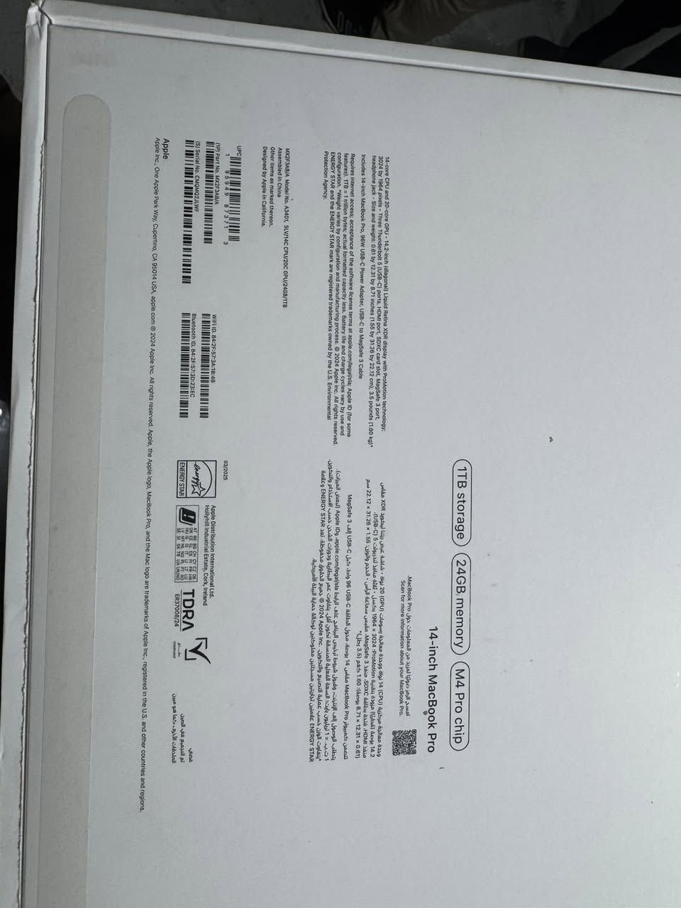 ماك 59 شحنه 
رام تيرا
مستخدم شهر واحد
 

للبيع: MacBook Pro M4

المعالج: M4 Pro Chip
الرام: 24GB
التخزين: 1TB SSD
الحالة: ممتازة، مشحون 57 مرة فقط (البطارية كالجديدة)
اللون: سلفر
الاستخدام: شخصي، لا توجد خدوش أو مشاكل
واتساب ***********
السعر واتساب
