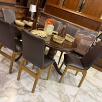 طاولة سفرة • 6 كراسي • خشب زان صلب