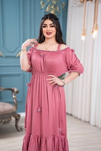 فستان ساحلي • زبدة تركي • فري سايز ١١٠ كيلو