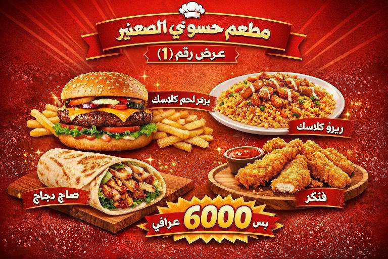 مطعم حسين احمد  الي اكلهم تجنن سوالكم عروض لمدة يوم واحد 
العنوان _الحسينية مدخل التكسيات شارع 20 
رقم التوصيل ***********
