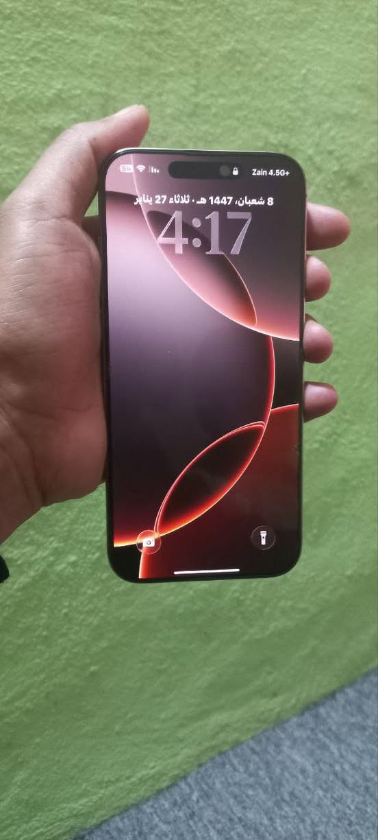 ايفون 16بروماكس بطاريه 99شرق اوسط كامل ملحقات ستخدام شخصي الجهاز افحص وين ما يعجبك سعره 1460بي مجال للشراي رقم تليفون***********
