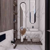 تصميم حمام ضيوف • تشطيبات فاخرة • الرمادي ٥ كيلو